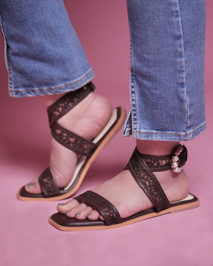 Pearl buckle net tieup Flat