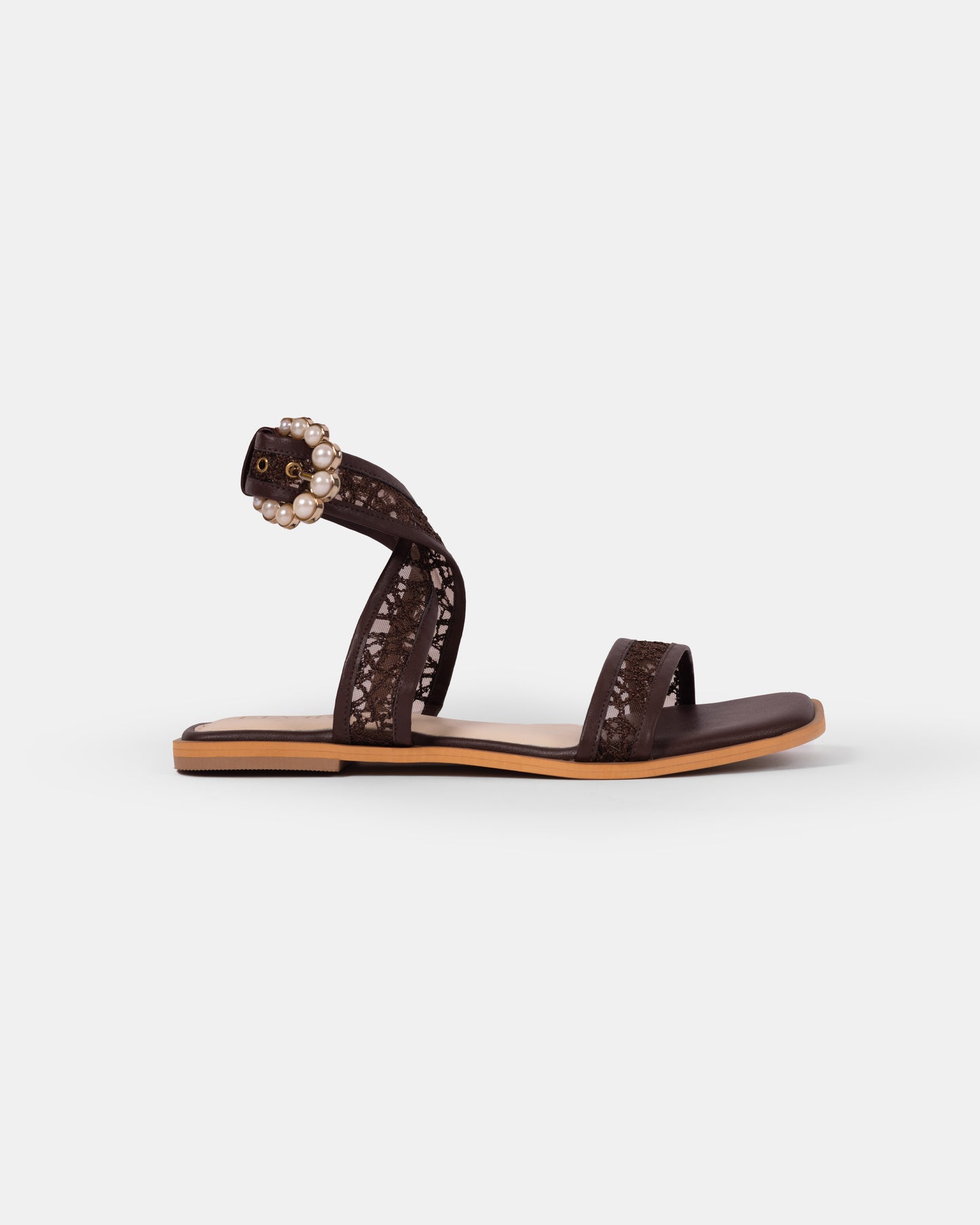 Pearl buckle net tieup Flat