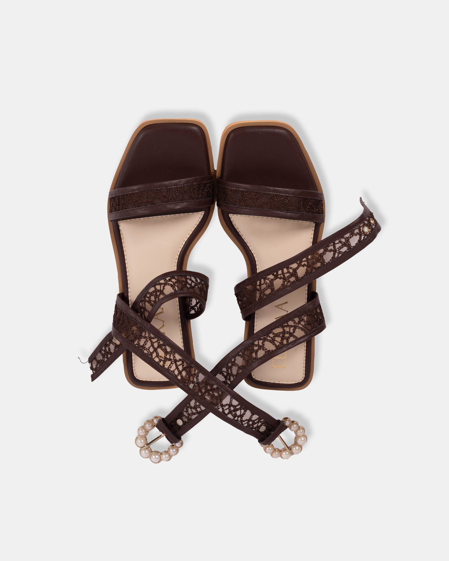 Pearl buckle net tieup Flat