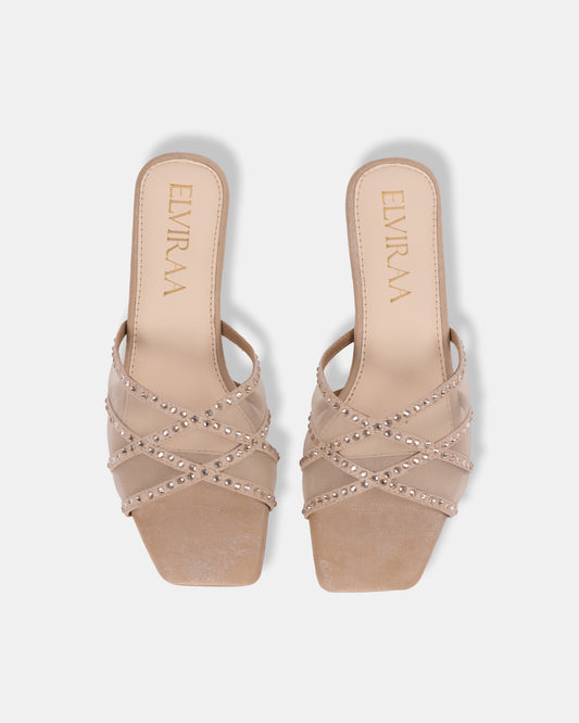 Rhinestone Net Flats