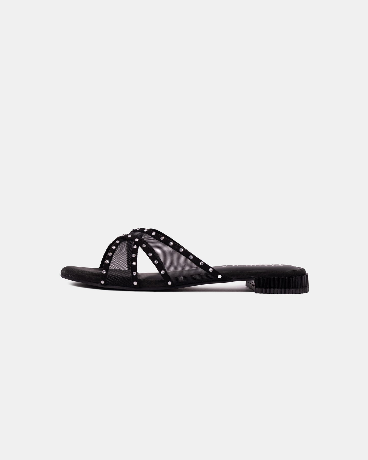 Rhinestone Net X Strap Sandals