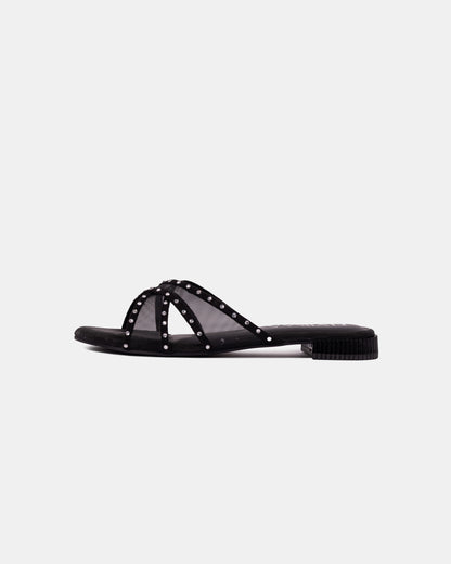 Rhinestone Net X Strap Sandals