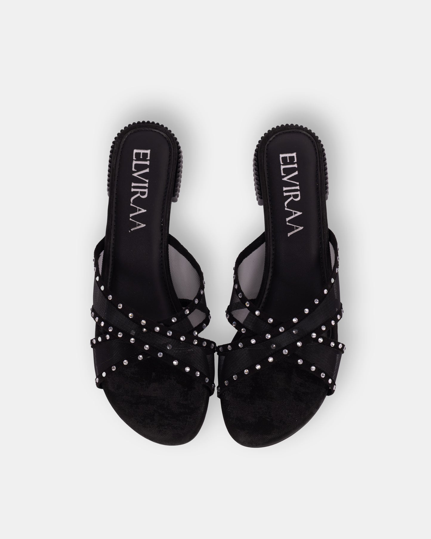 Rhinestone Net X Strap Sandals