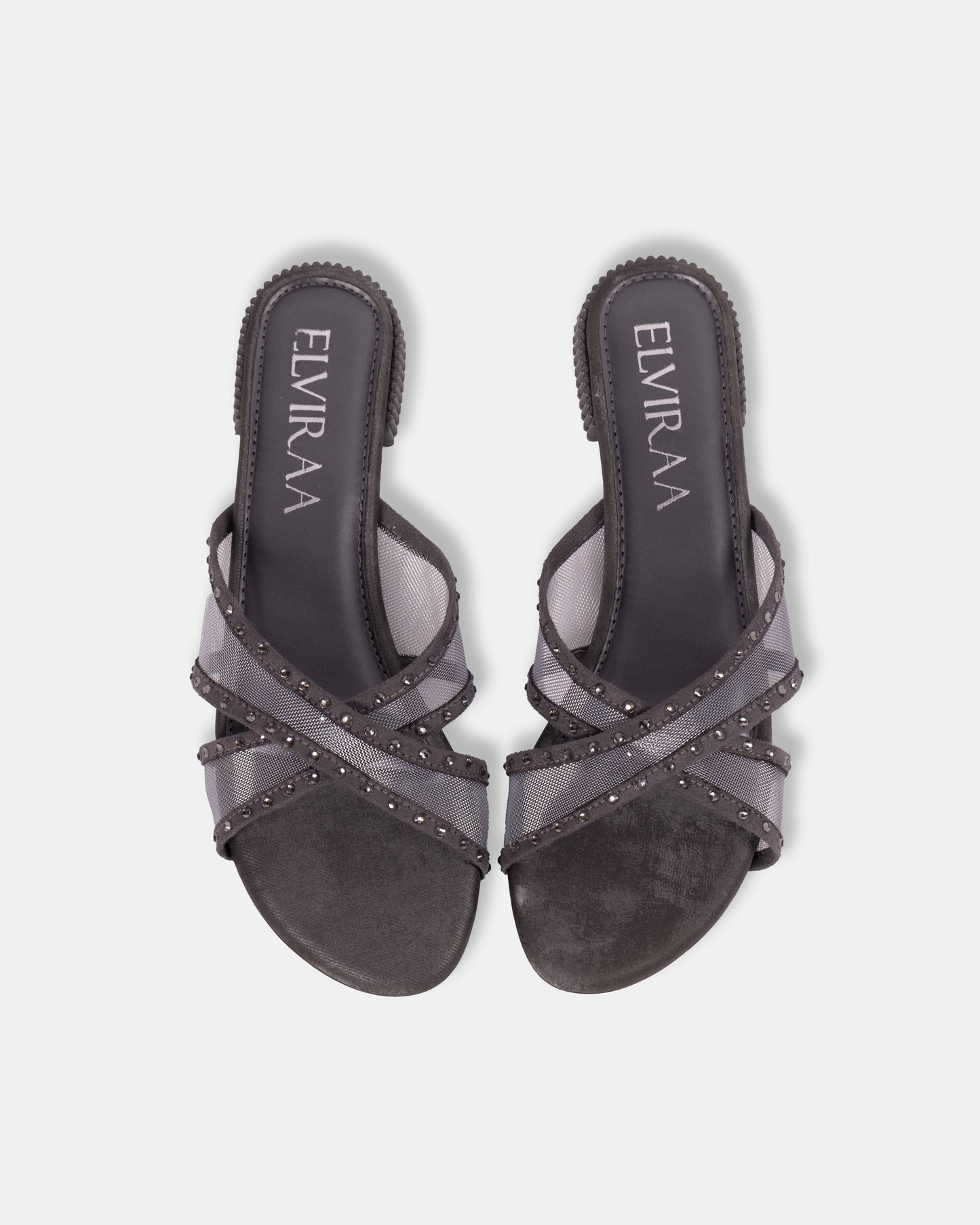 Rhinestone Net X Strap Sandals