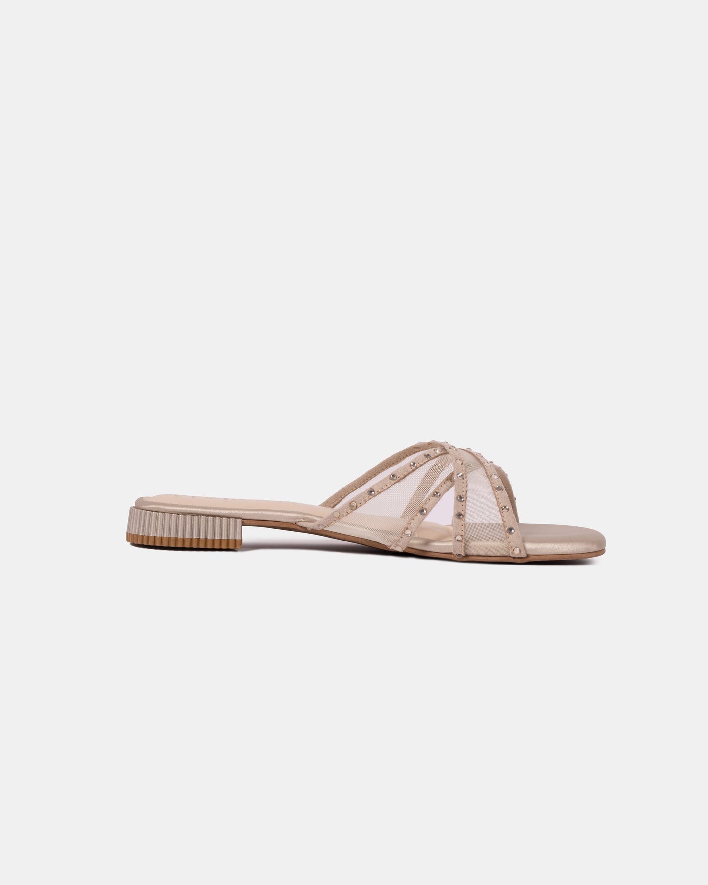Rhinestone Net X Strap Sandals
