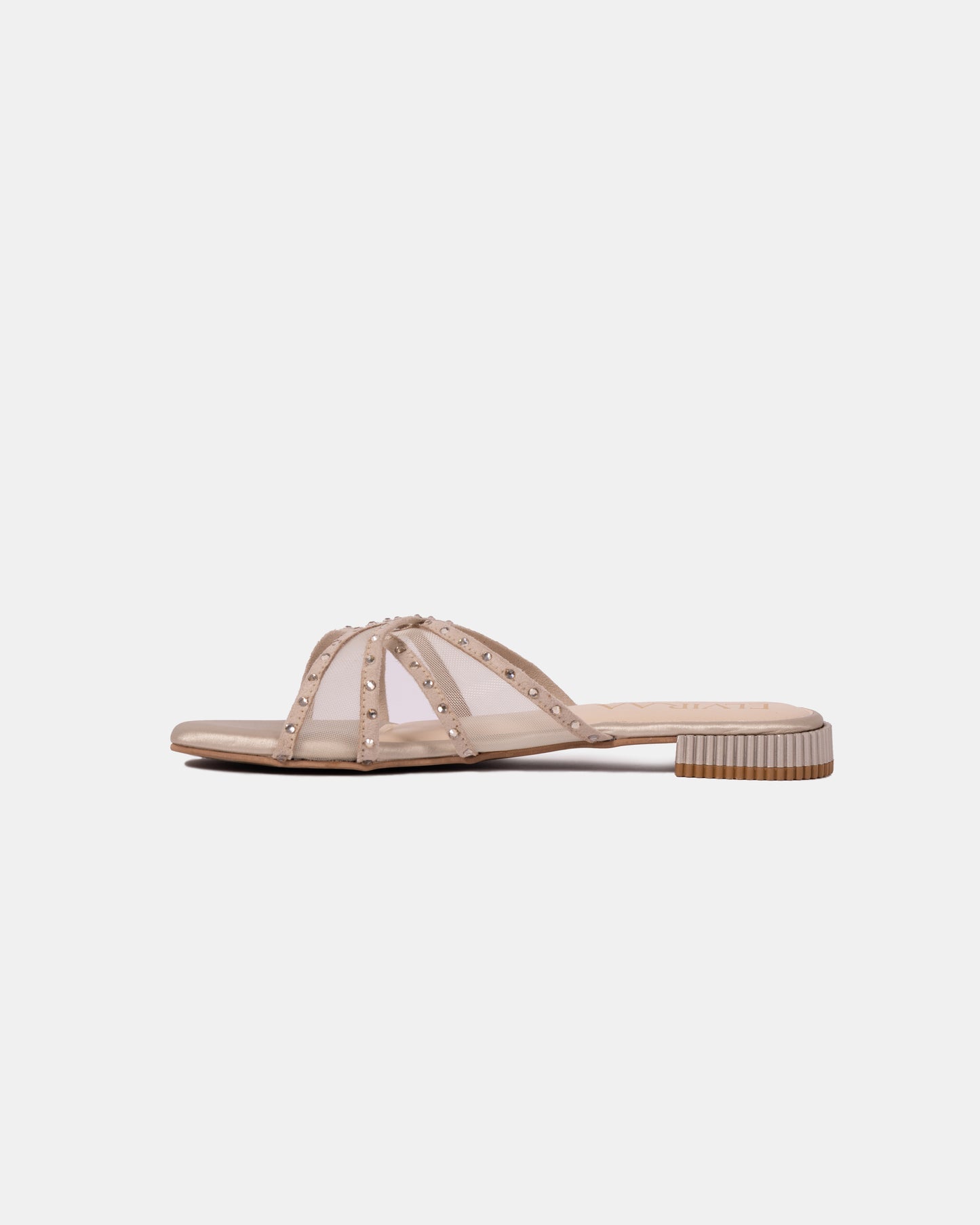 Rhinestone Net X Strap Sandals