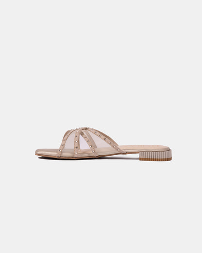 Rhinestone Net X Strap Sandals