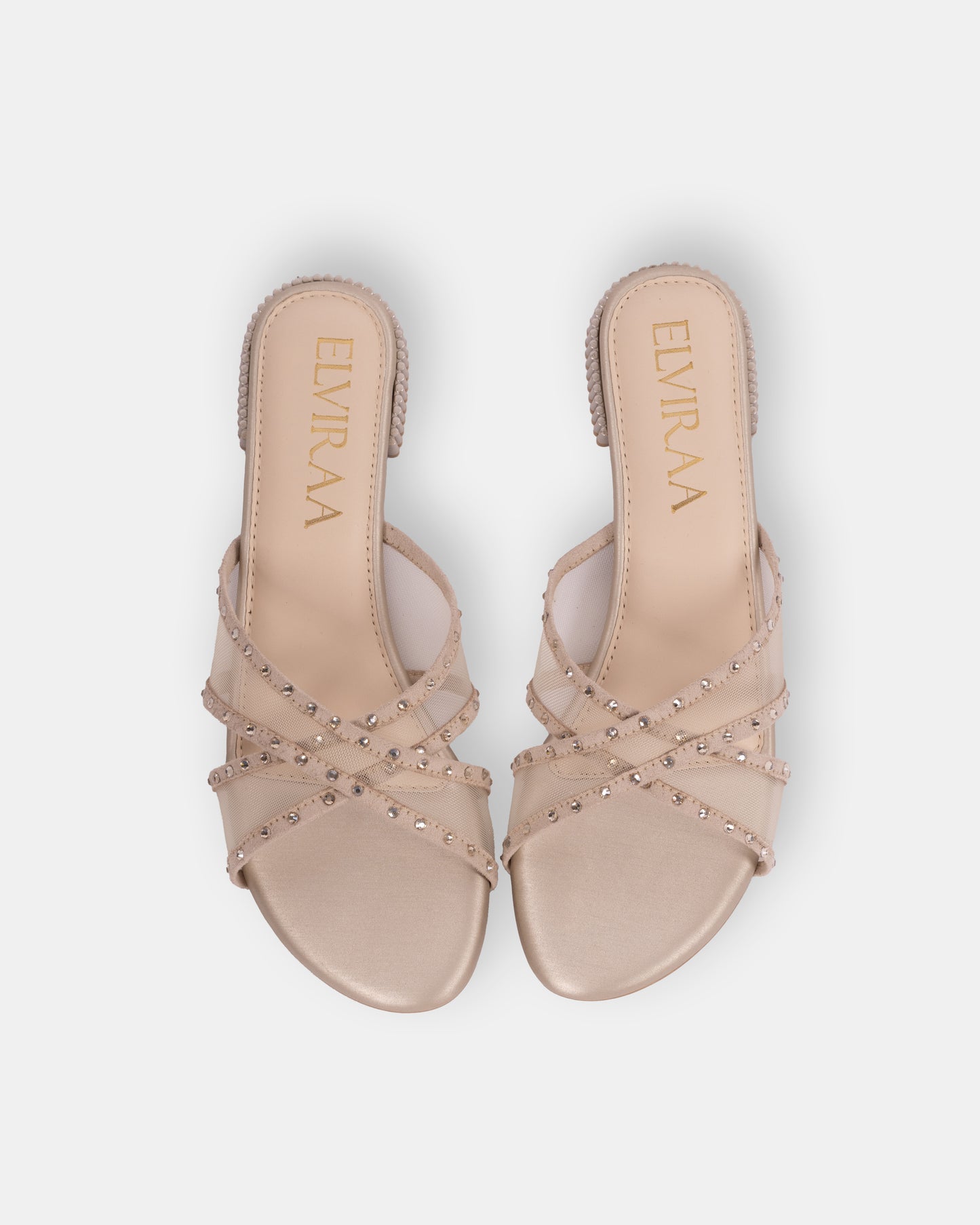 Rhinestone Net X Strap Sandals
