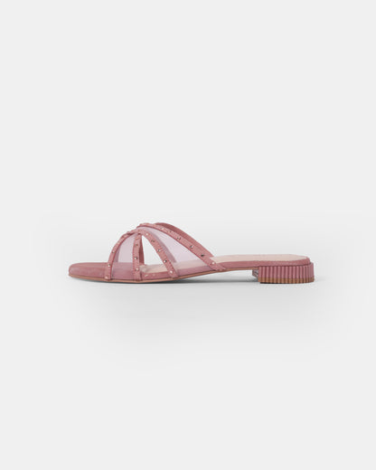 Rhinestone Net X Strap Sandals