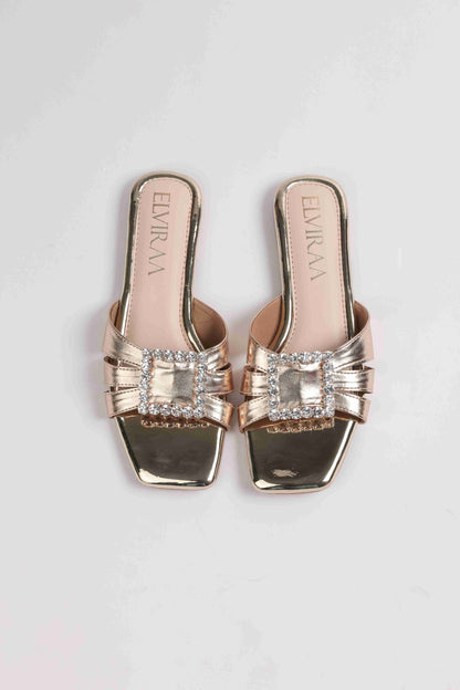 Square Stone Buckle Flats