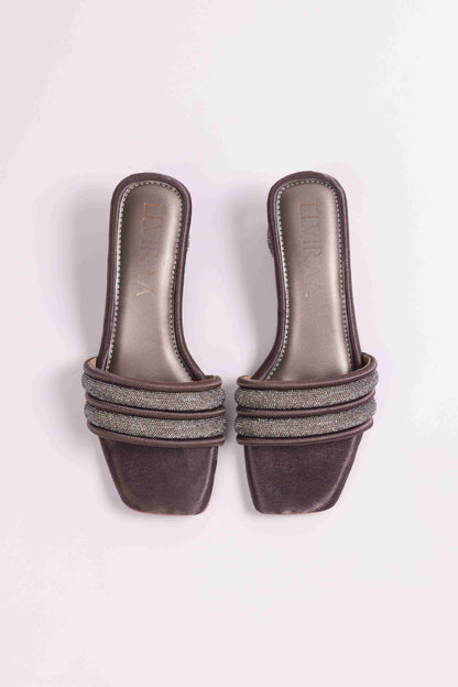 Puffy Diamond Strap Block Heels