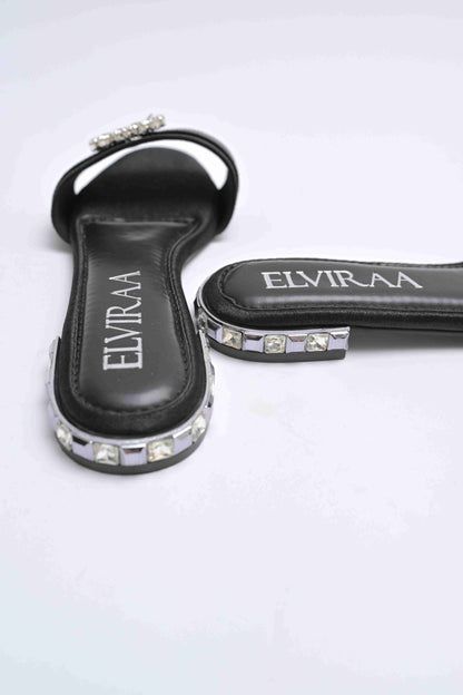 Diamond Buckle Heel Studded Flats