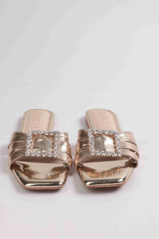 Square Stone Buckle Flats