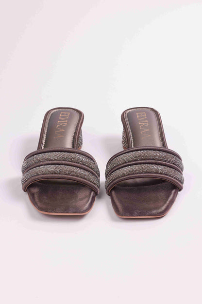 Puffy Diamond Strap Block Heels