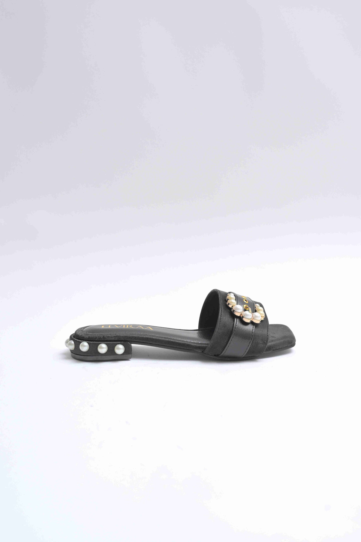 Pearl Buckle and Heel Studded Flats