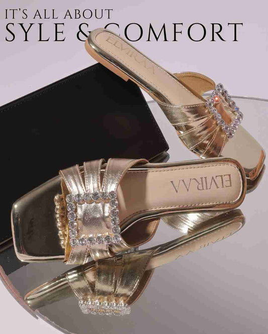 Square Stone Buckle Flats
