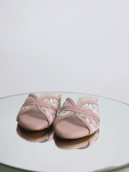 Embroidered Flower Net Flats
