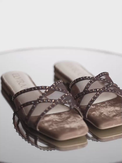 Rhinestone Net Flats