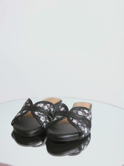 Embroidered Flower Net Flats