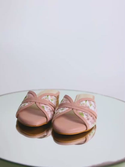 Embroidered Flower Net Flats