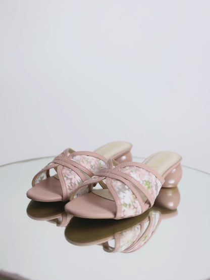 Embroidered Flower Net Sandals