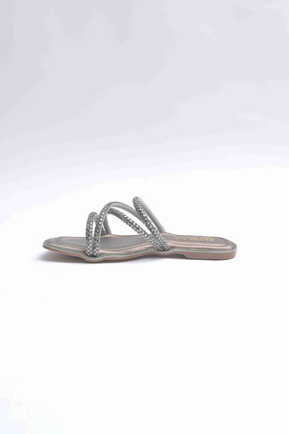 Rhinestone Embellished Strappy Flats
