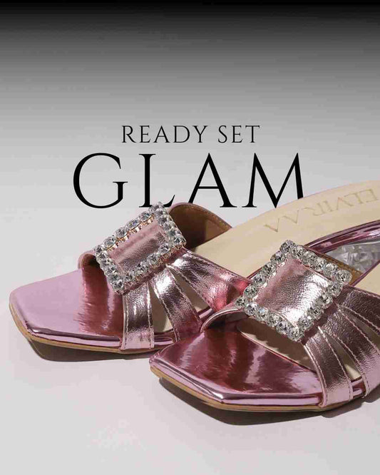 Square Stone Buckle Heels