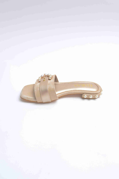Pearl Buckle and Heel Studded Flats