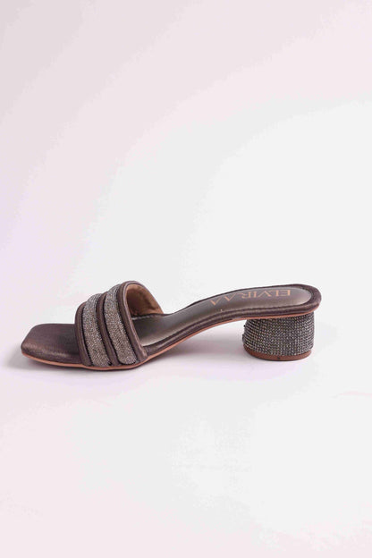 Puffy Diamond Strap Block Heels