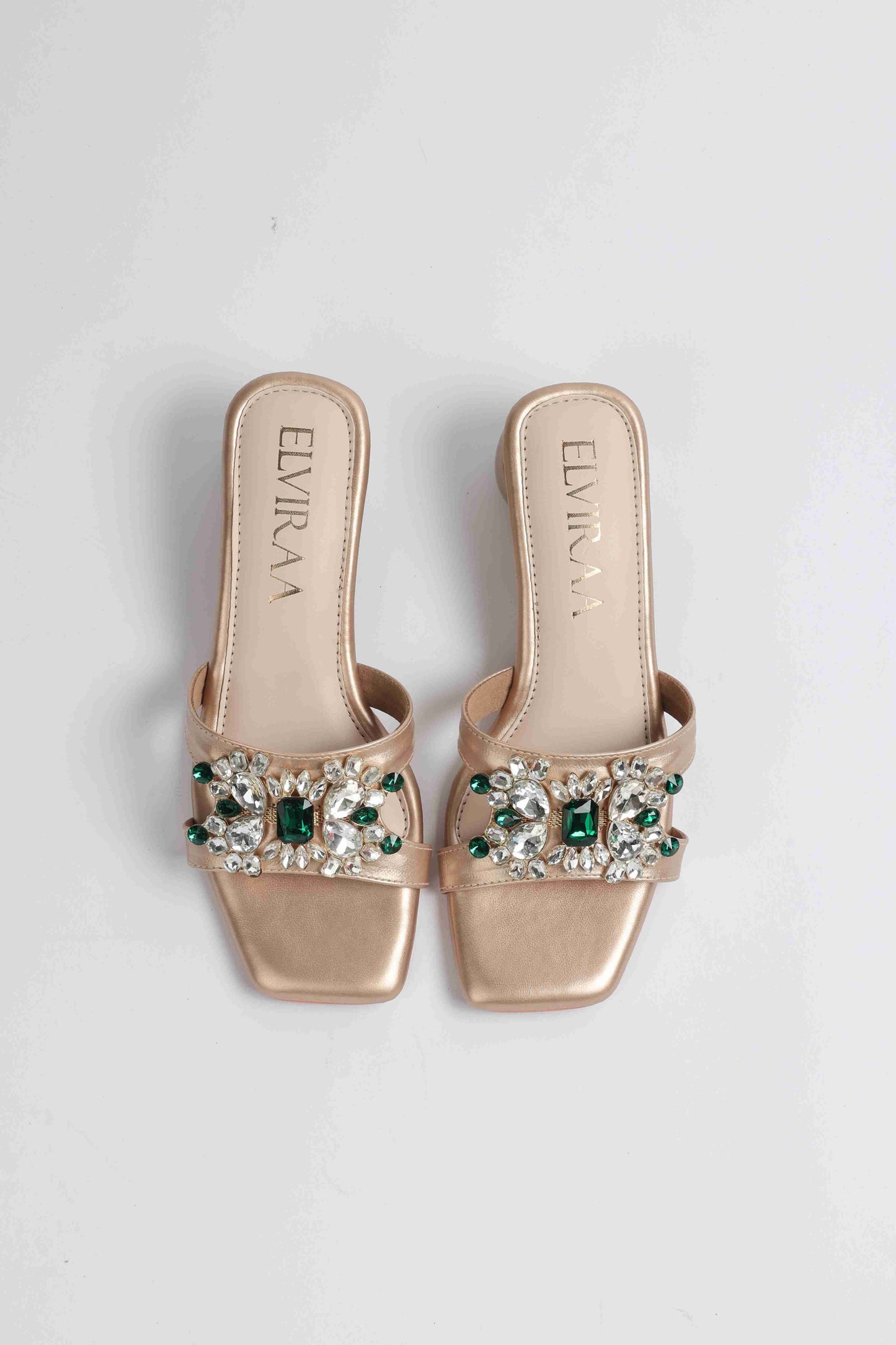 Multicolour Stone Embellished Round Heel